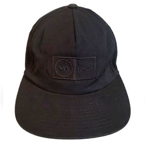 RVCA Men's Sport Black on Black‎ Fitted Logo Embroidered Panel Snapback Hat Cap